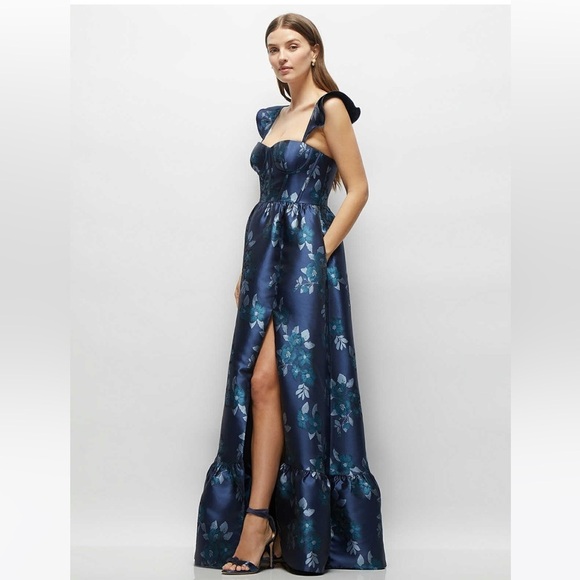 Dessy BAROQUE ROSE DAMASK FLORAL CORSET MAXI DRESS gown - Picture 3 of 10